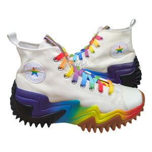 Converse Run Star Motion High Top Pride Rainbow Lace Platform Sneaker M8.5 W10